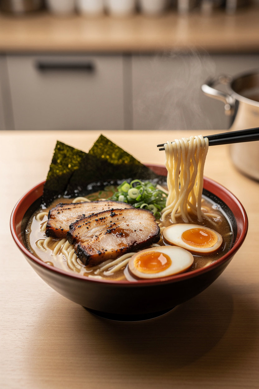 麺屋 燈火の濃厚豚骨醤油ラーメン - 自家製太麺と炭火チャーシュー